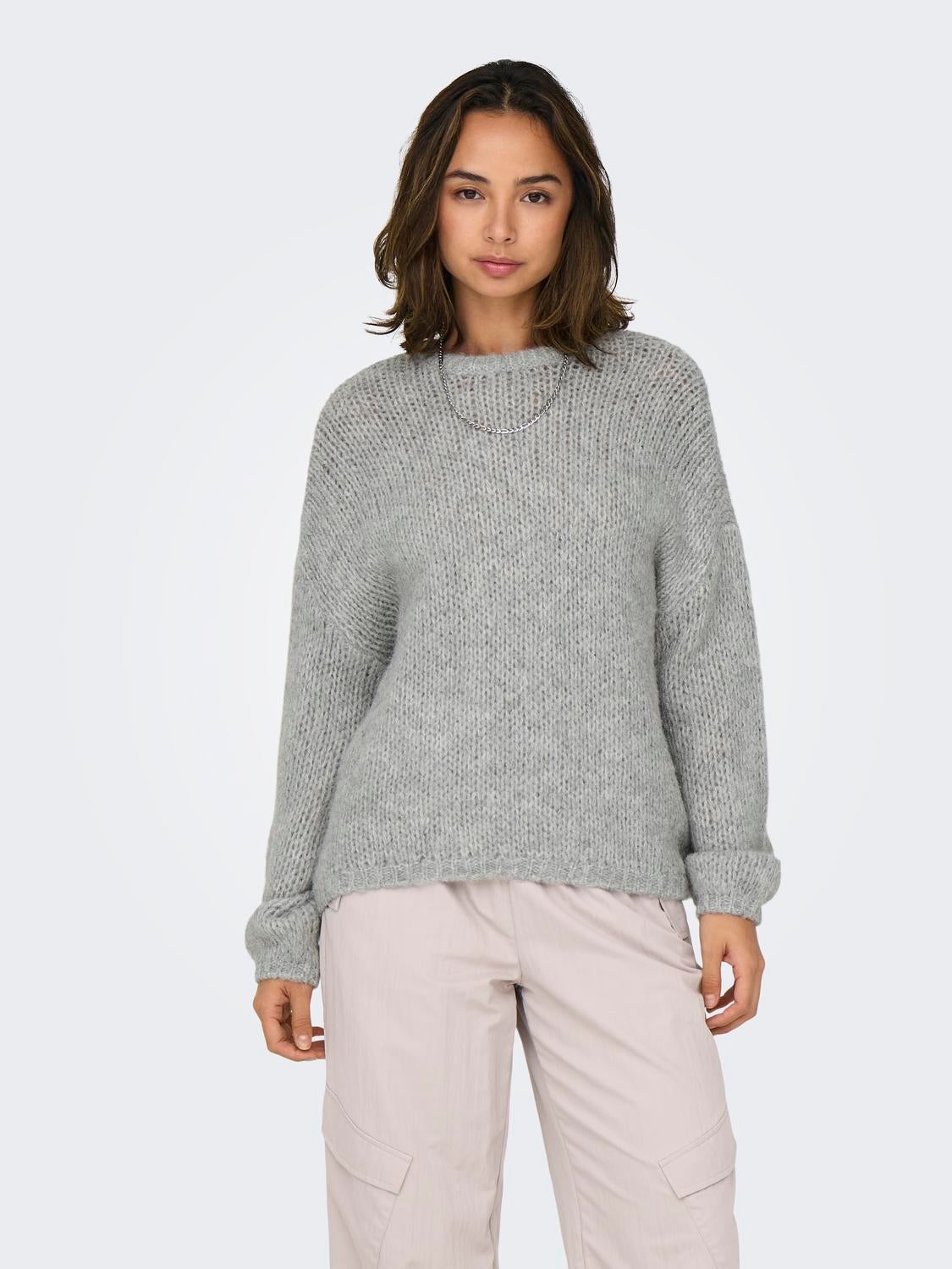 ONLJACKIE Strickpullover Light Grey Melange