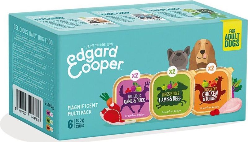 12x Edgard & Cooper Hondenvoer Multipack Kip - Wild - Lam 6 x 100 gr