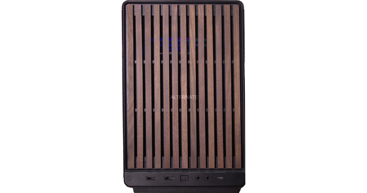 ALTERNATEThunderstorm SFF Ryzen 7 – RX 9070 XT Limited Edition gaming pc  (Zwart/houtkleur | R7 9800X3D | RX 9070 XT | 32 GB | 2 TB SSD)