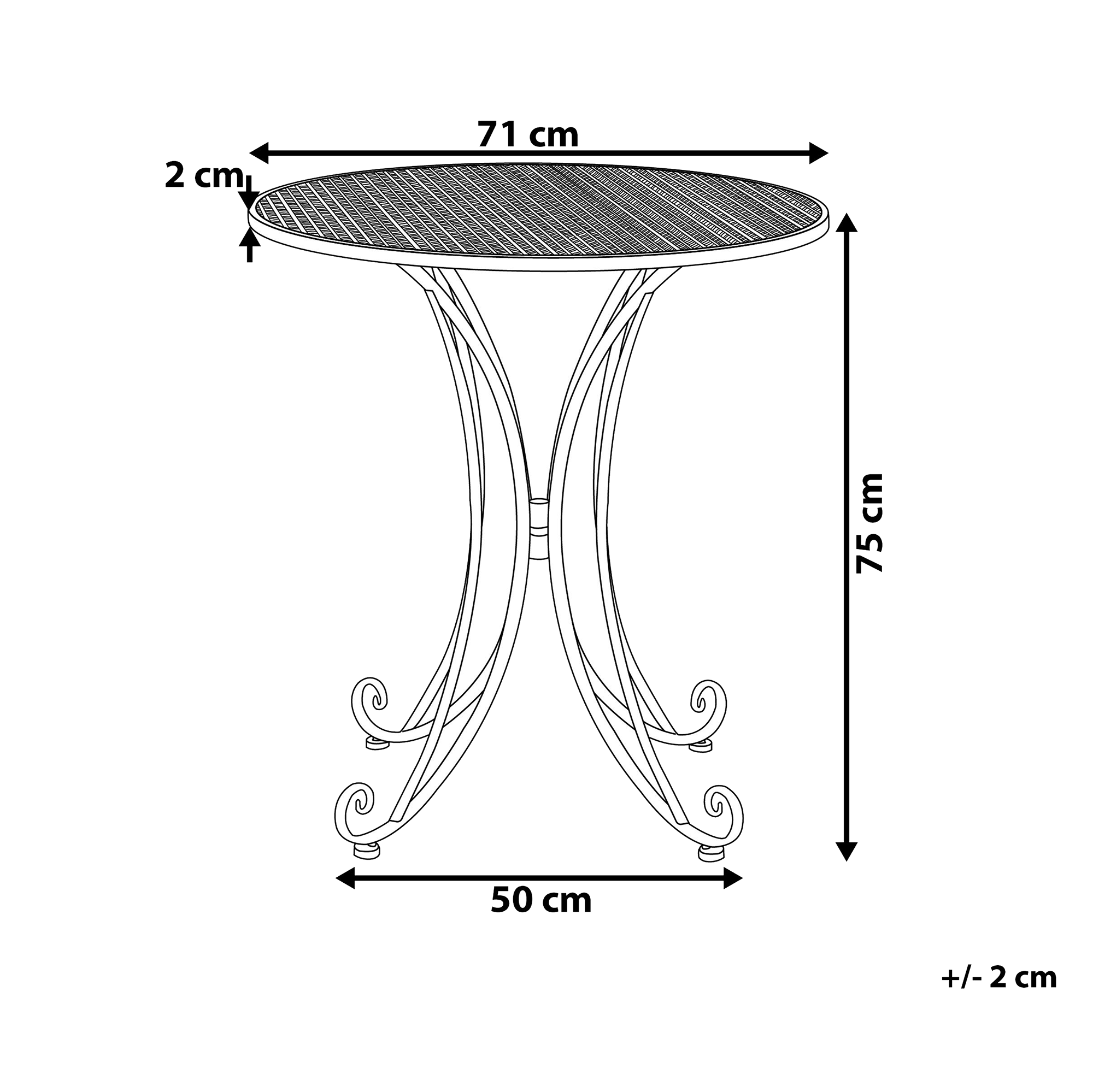 Beliani - CILENTO  - Tuintafel - Lichtgrijs - 71 x 71 cm - Metaal