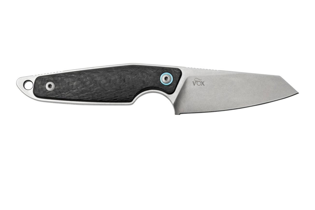 MKM Makro 2 Sheepfoot, Stonewashed Carbonfiber vaststaand mes, Jesper Voxnaes design