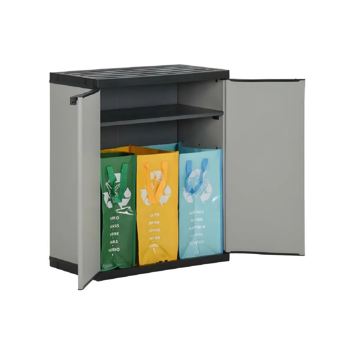 Vente-unique Armoire à déchets de jardin - Gris et noir