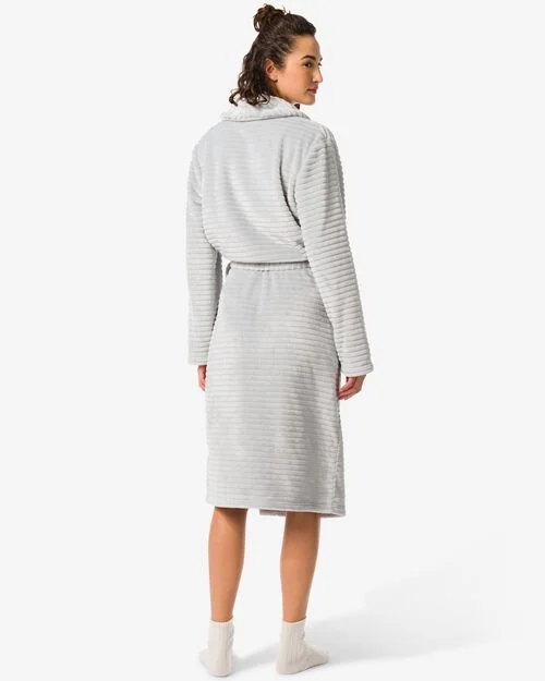 peignoir long femme en polaire gris