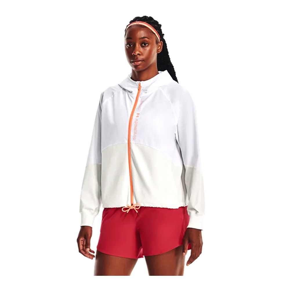 Under Armour UA WOVEN - Veste Femme white/gray mist/mellow orange