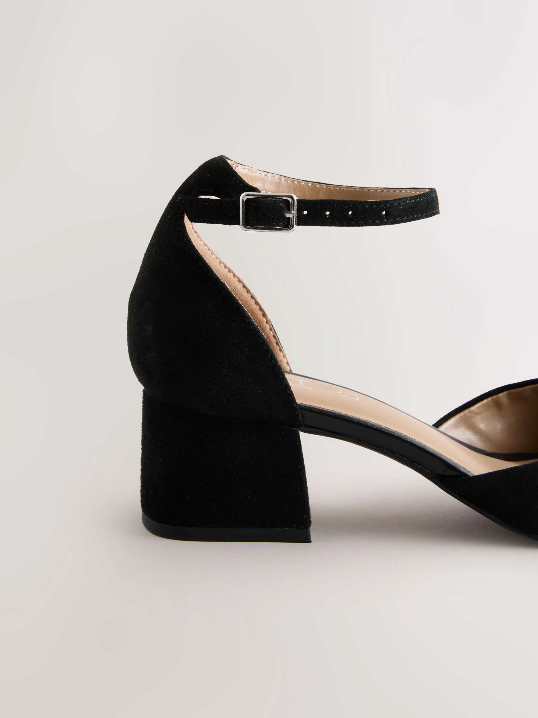 Zwart suède - Premium Suede Toe Cap Block Heels