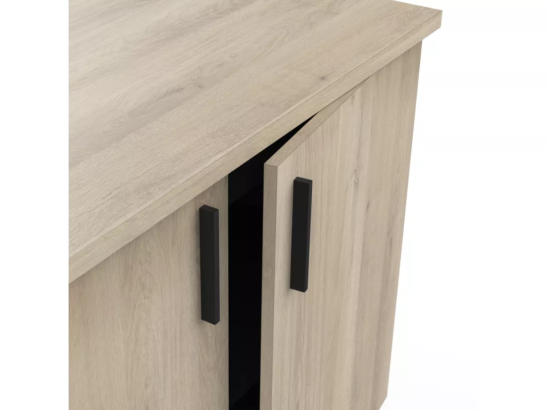 Meuble de cuisine bas coloris chêne kronberg, noir mat - Longueur 100 x Hauteur 85 x Profondeur 60 cm