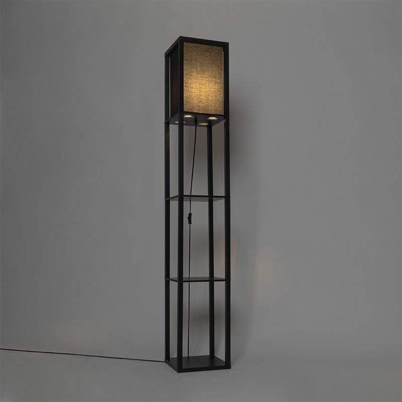 Moderne vloerlamp zwart met stoffen kap - Stojan