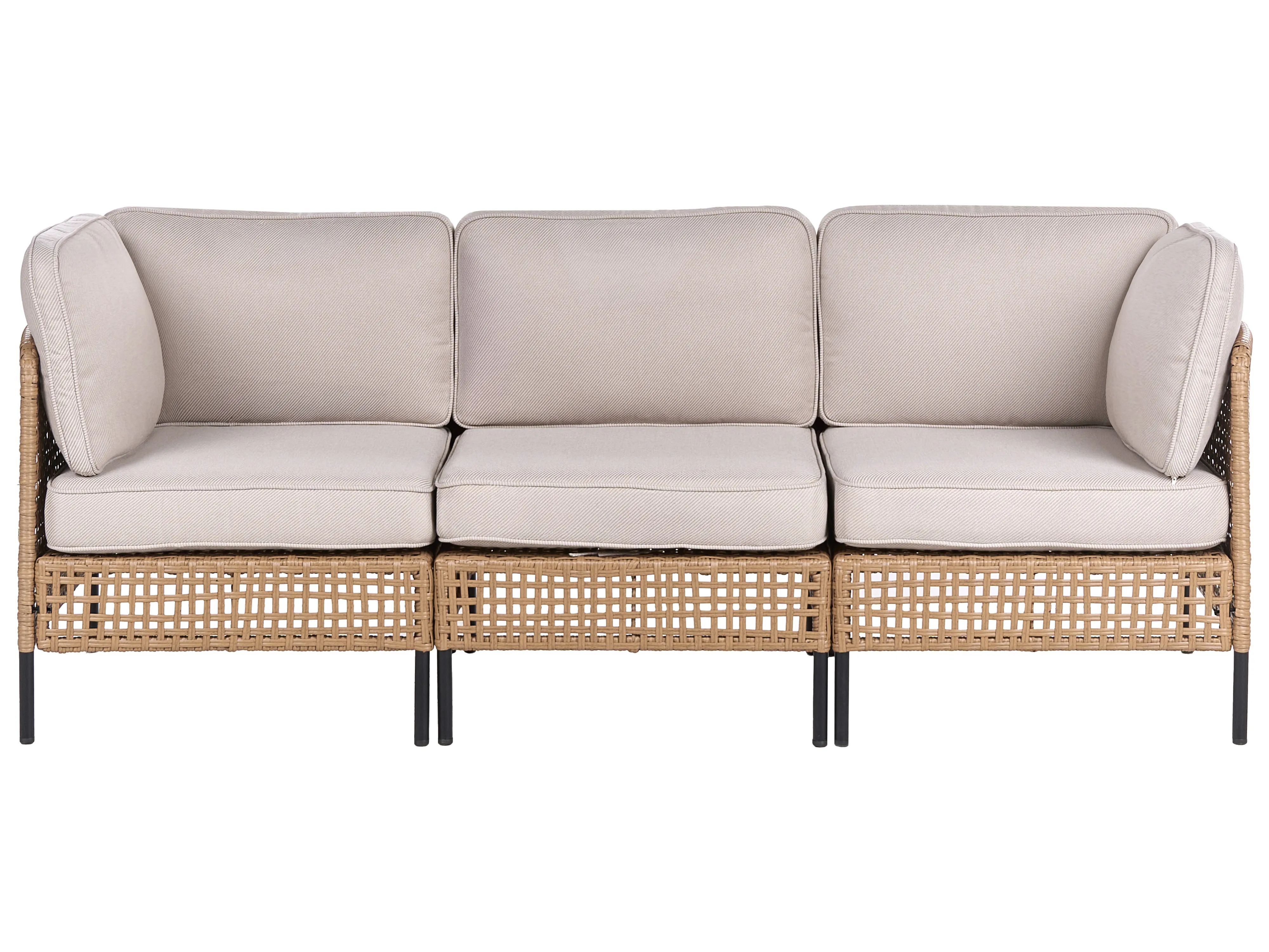 Loungeset met tafel 6-zits OMEGANA modulair PE rotan Lichtbeige