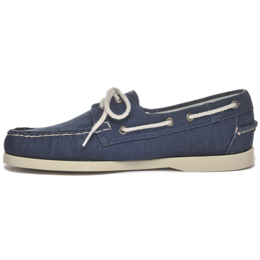DOCKSIDES PORTLAND WASHED CANVAS BLUE NAVY-Chaussures bateau pour homme en toile