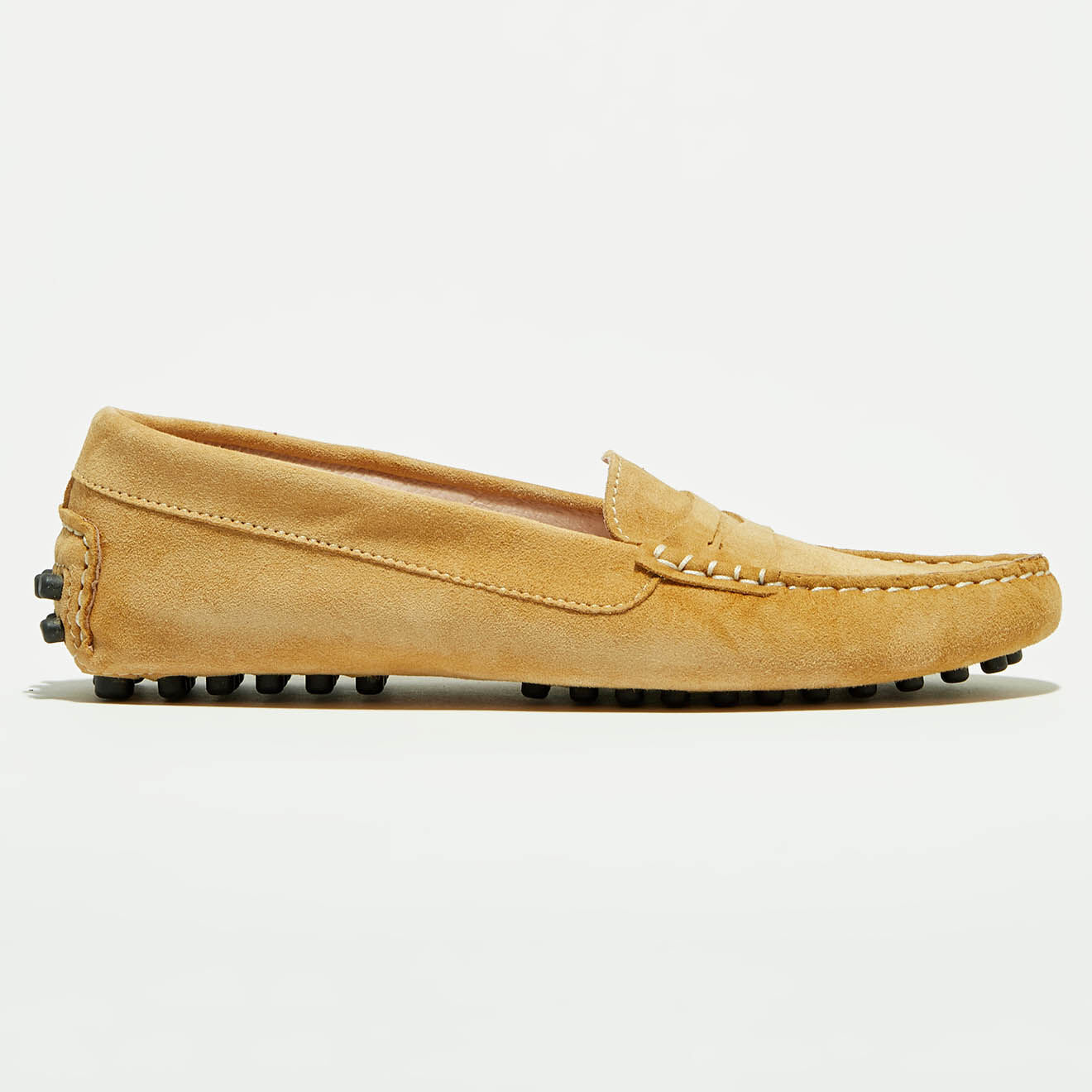 Flavio Création Mocassins en Velours de Cuir Maya beiges