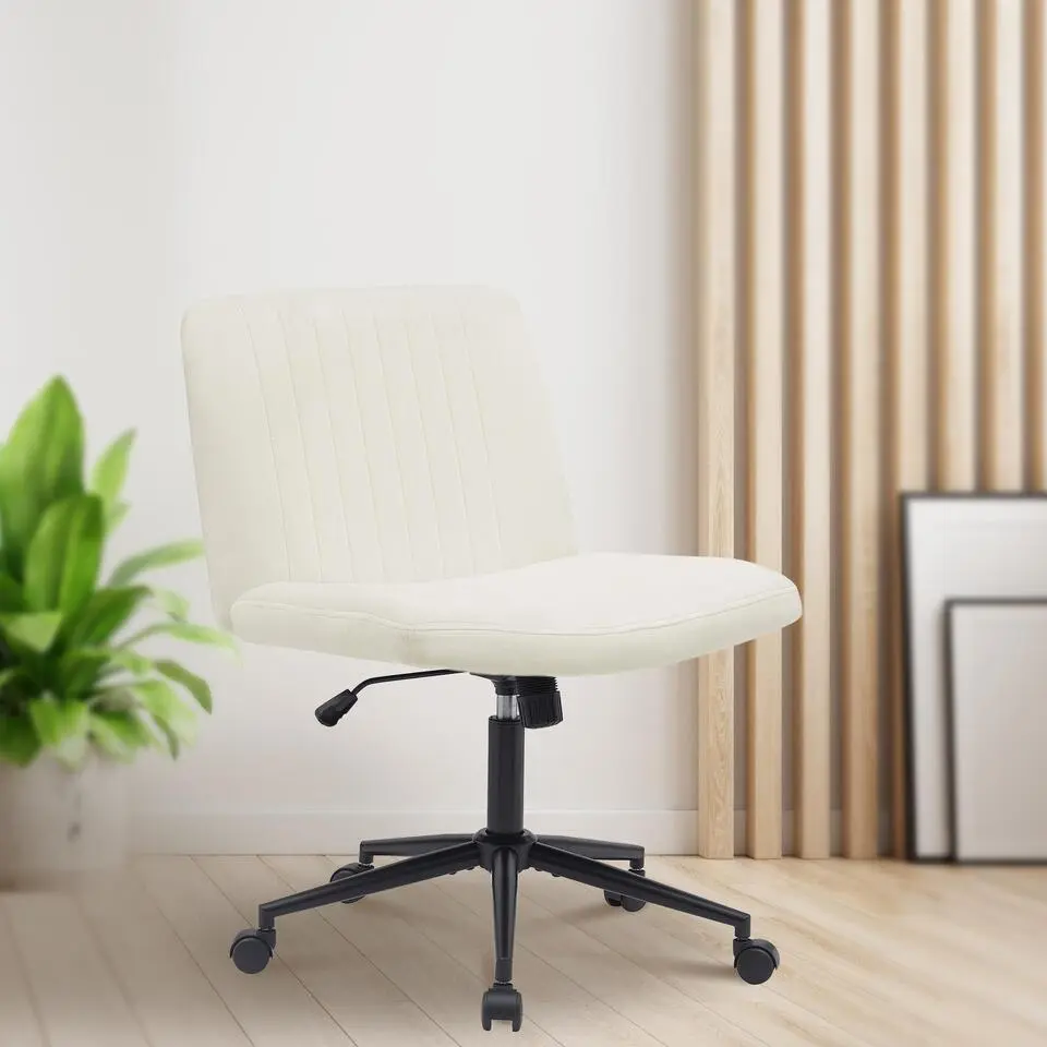 CLP Bureaustoel Kingman zwart Frame - Fluweel - creme