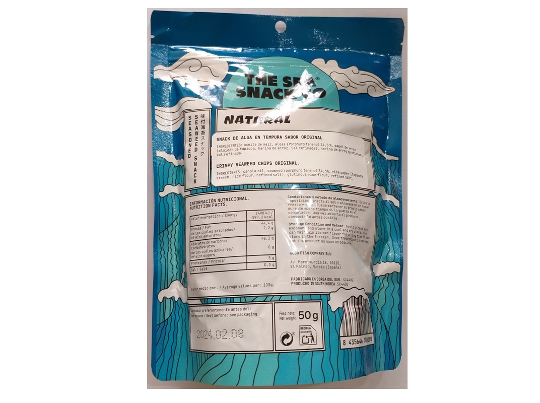 SNACK ALGA THE SEA SNACK CO NATURAL 50G