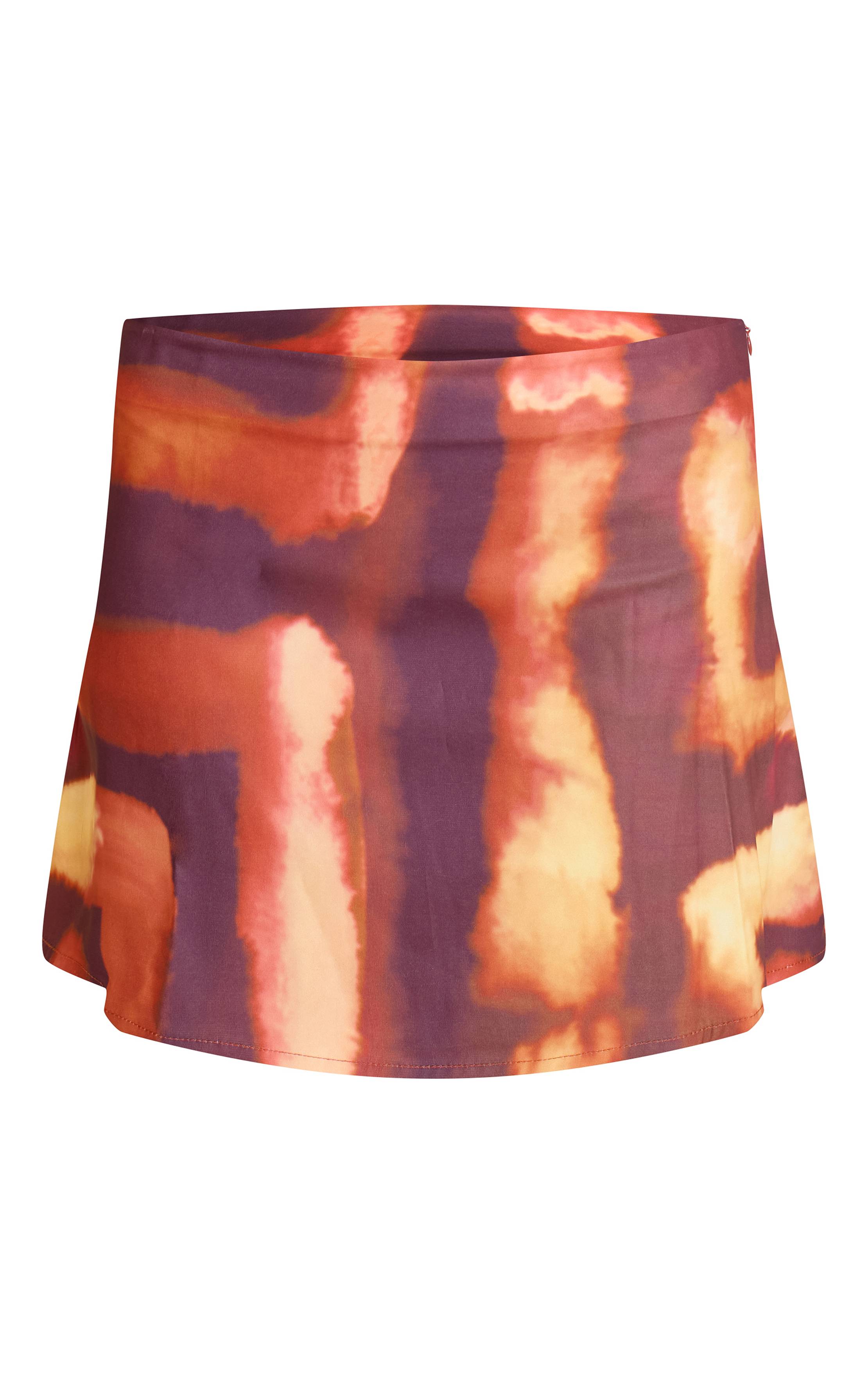 Dark Orange Mini-jupe Fluide Imprimée En Tissu Tissé