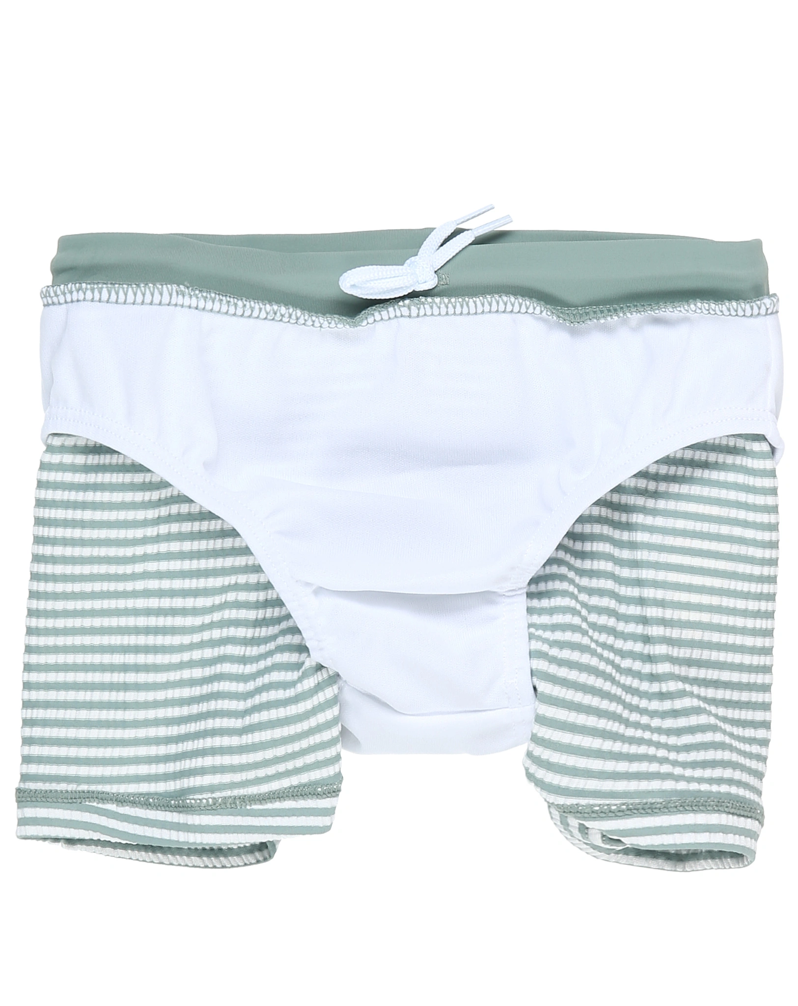 Badeshorts HAI SEERSUCKER mit Windeleinsatz gestreift in dunkelgrün