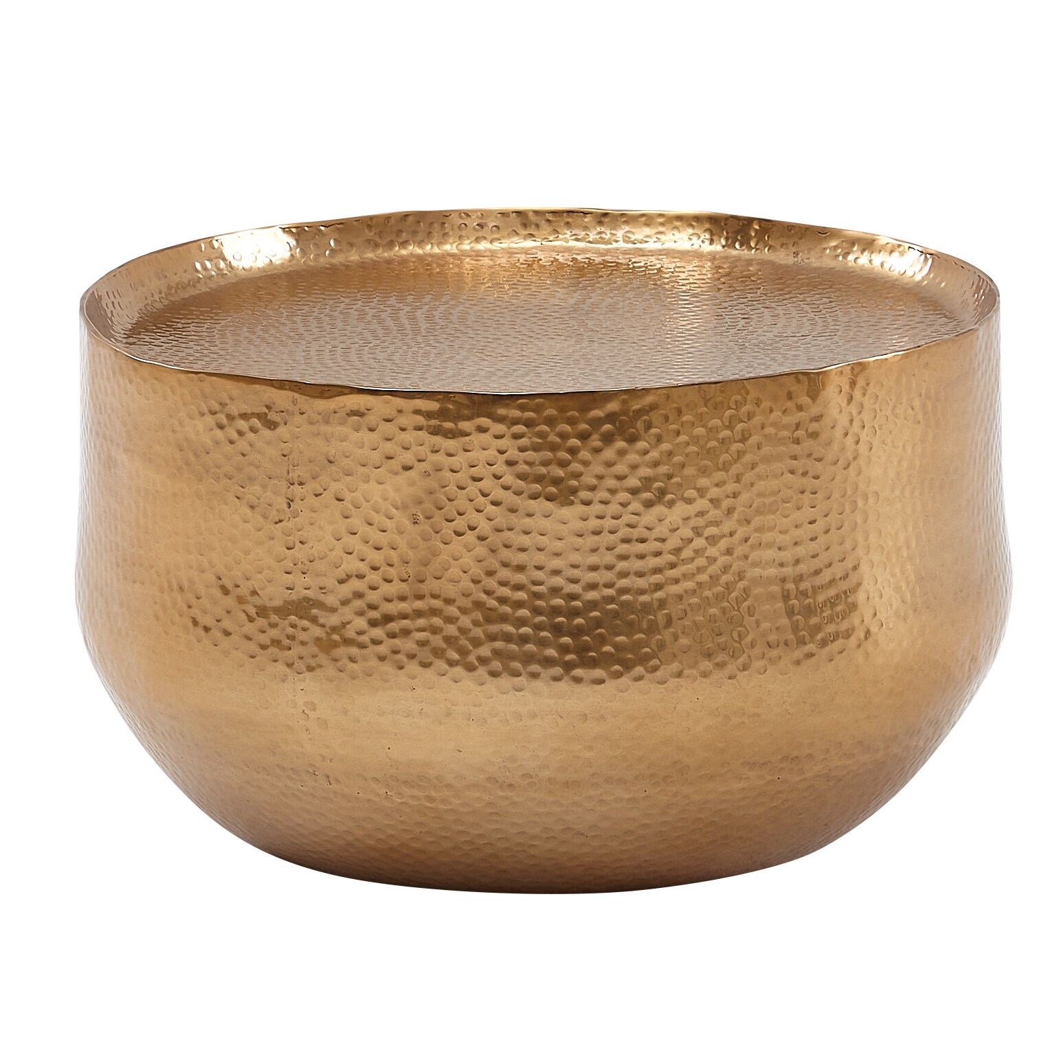 KADIMA DESIGN Orientalischer Couchtisch ANIENE: Hammerschlag-Struktur, Aluminium, hohl, 40 kg Belastung, goldfarben lackiert.