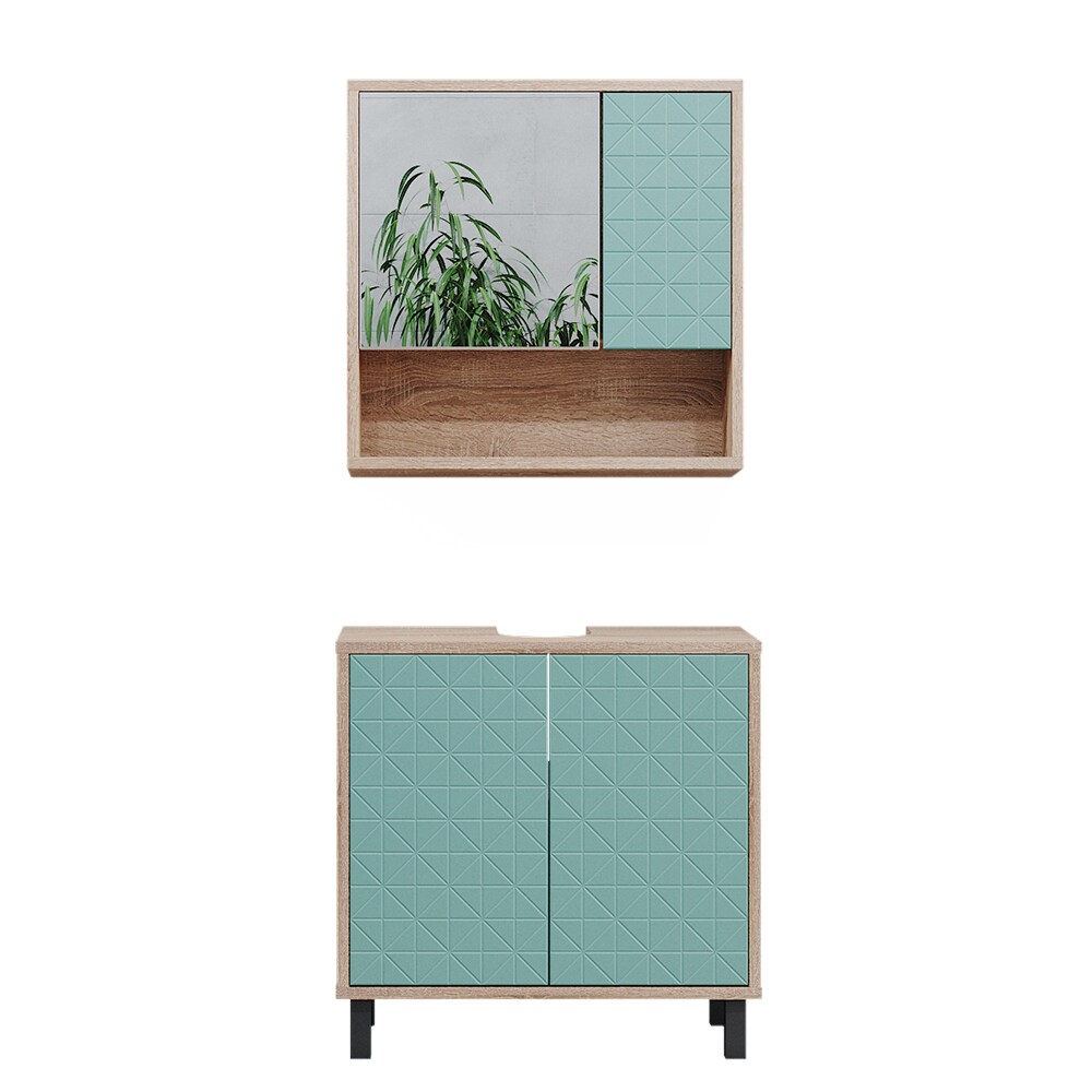 Vicco Badmöbel-Set Agasta sonoma, Badezimmerschränke 3D Optik