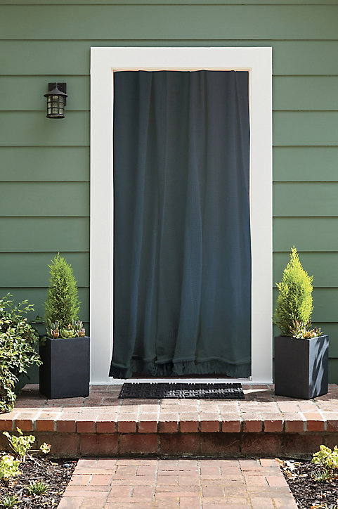 Moustiquaire de porte en coton gris ardoise 140 x 225 cm