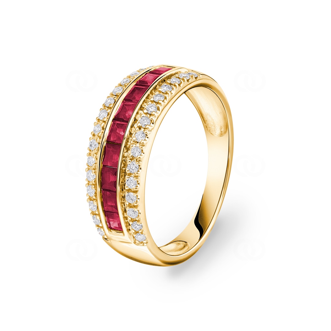 Rubinring 750/18 K Gelbgold mit Diamanten 0.20 ct H/si