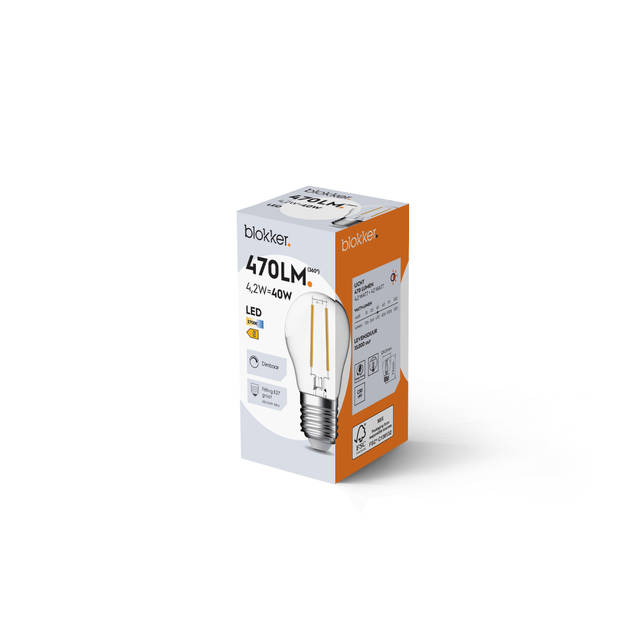 Blokker LED Kogel G45 - 40W - E27 - Helder - Dimbaar