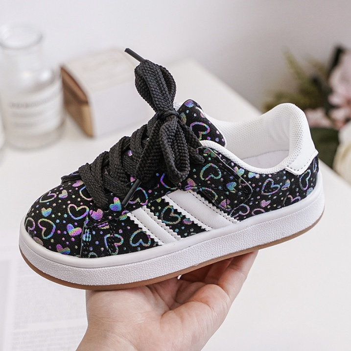 My heart sneakers - black (met klittenband)