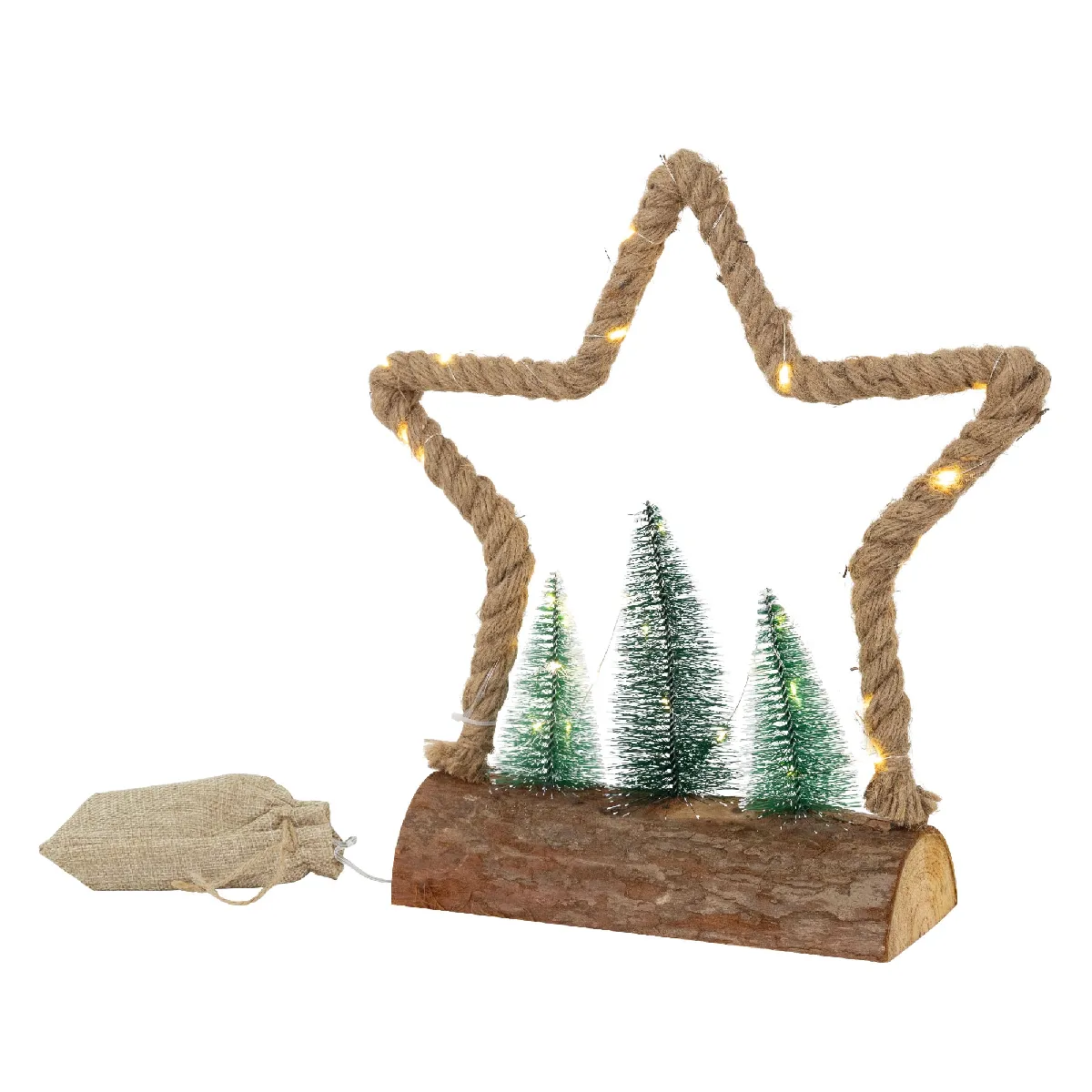Ecd Germany Étoile de Noël en Jute avec LED