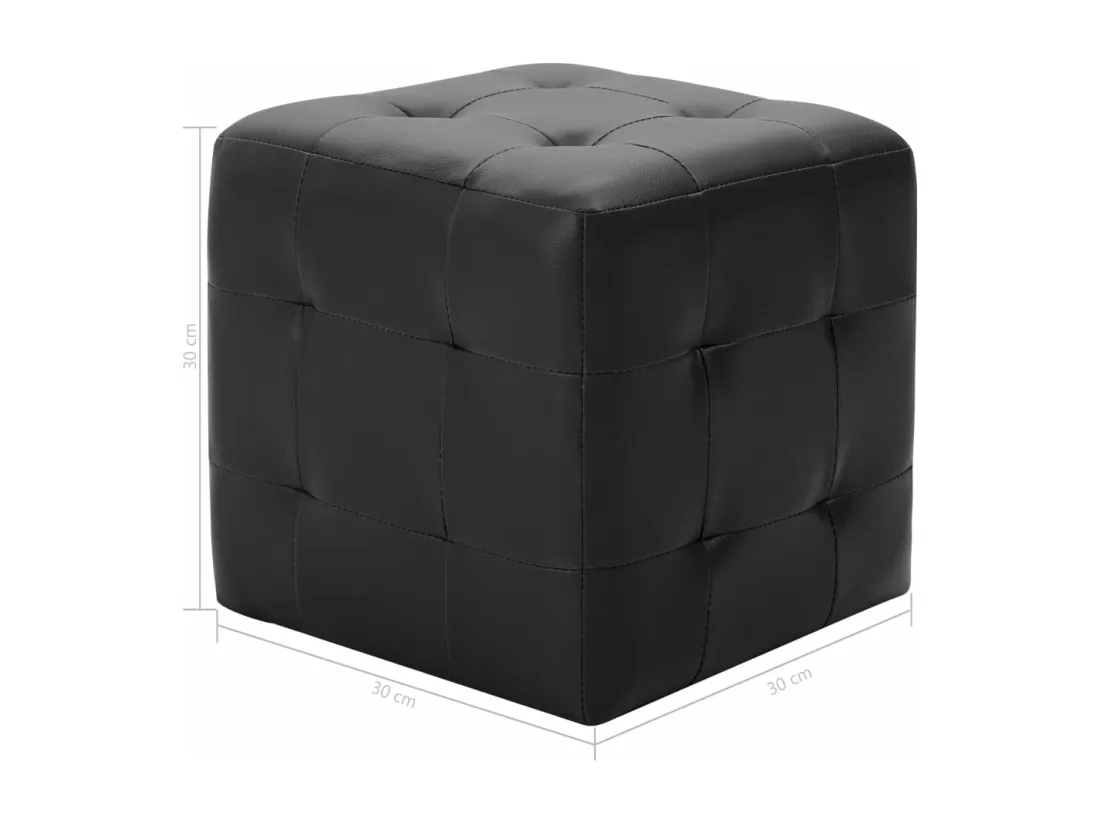 Poufs 2 pcs Noir 30 x 30 x 30 cm Similicuir