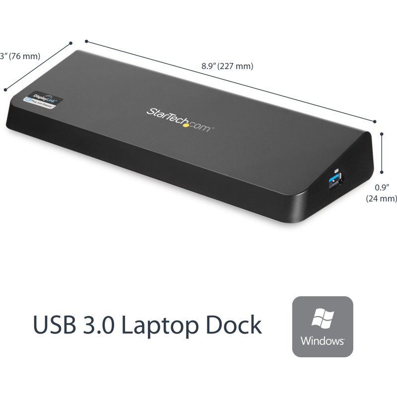 StarTech.com Station d'Accueil USB 3.0 Double Écran avec HDMI et DisplayPort 4K - USB 3.0 vers 4x USB-A, Ethernet, HDMI et DP - Station d'Accueil Universelle USB A pour PC pour Mac/Win