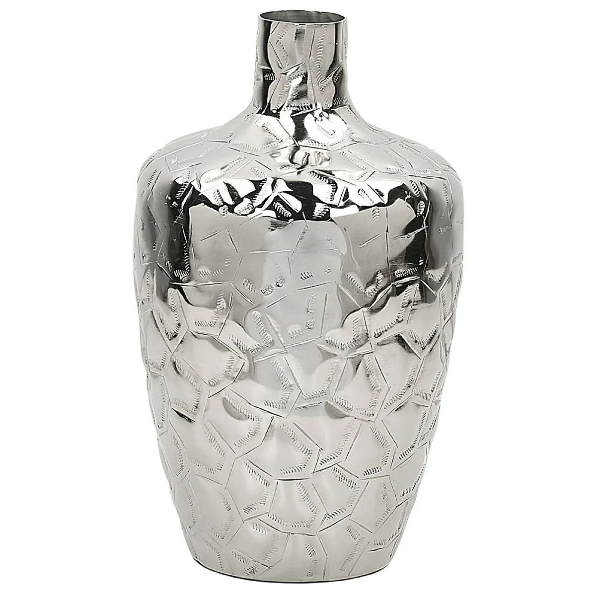 Vase à Fleurs BELIANI - Métal Argenté 33 cm