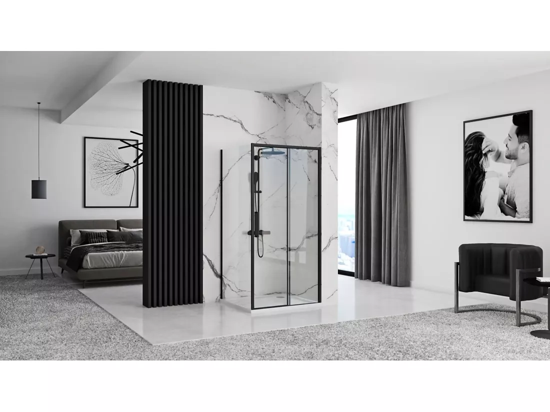 Cabine De Douche Rea Rapid Slide 160X80 Black