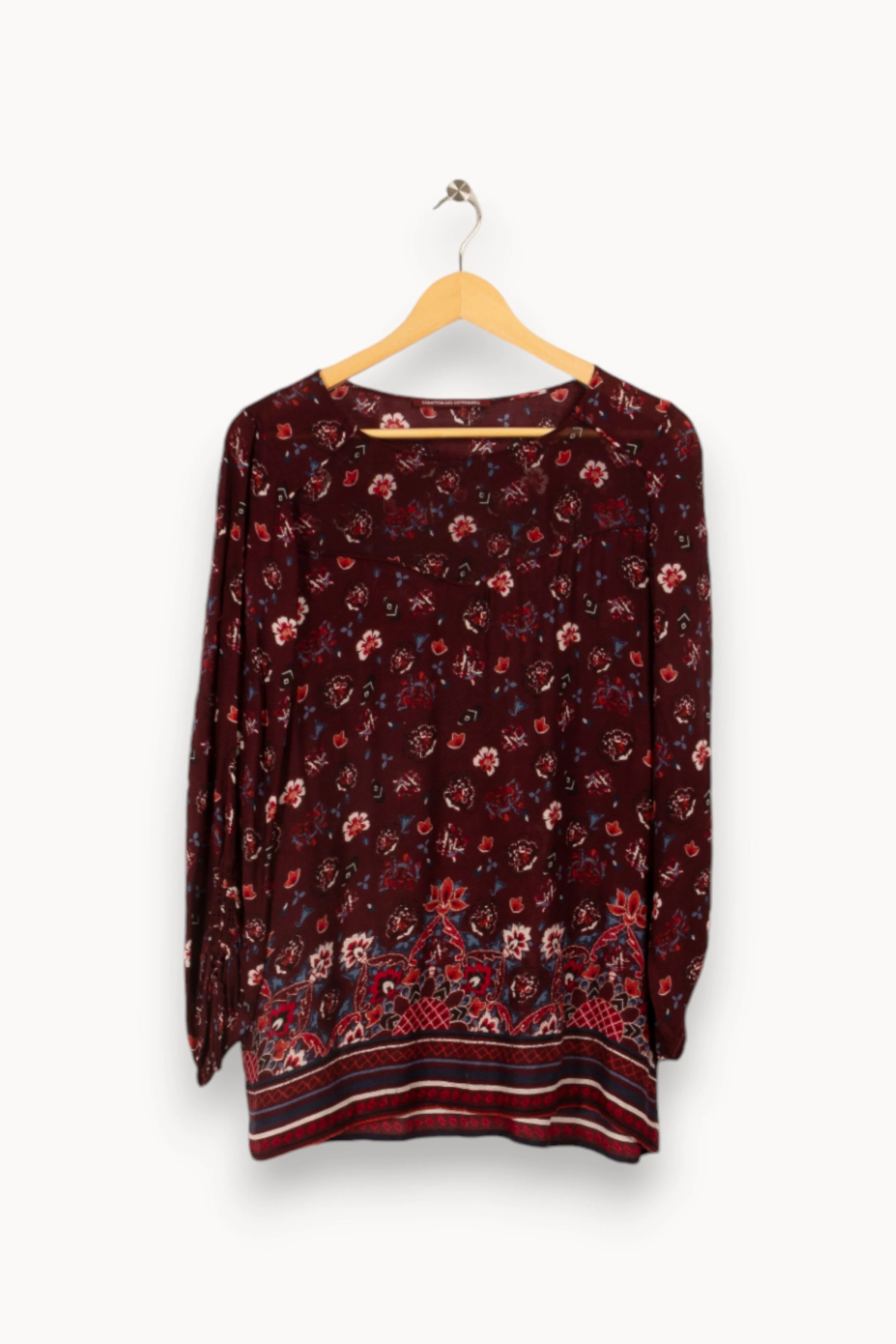Blouse bordeaux à motifs | Rouge