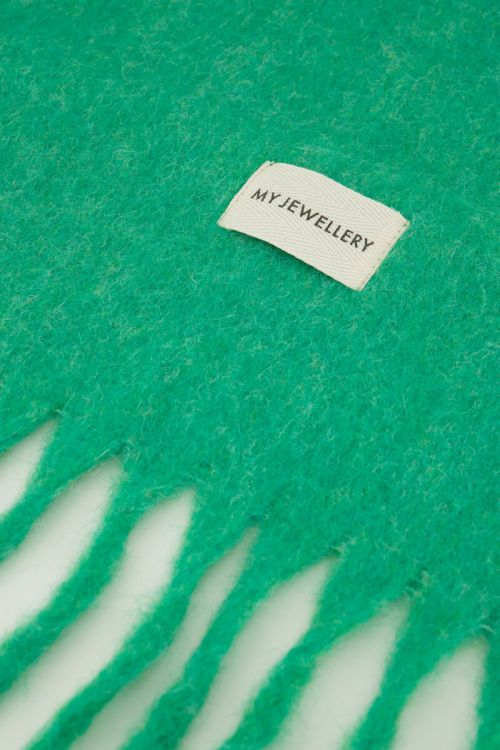 Groene sjaal met franjes