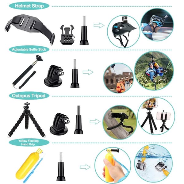 INF Tilbehørssett for GoPro Hero - 50 deler