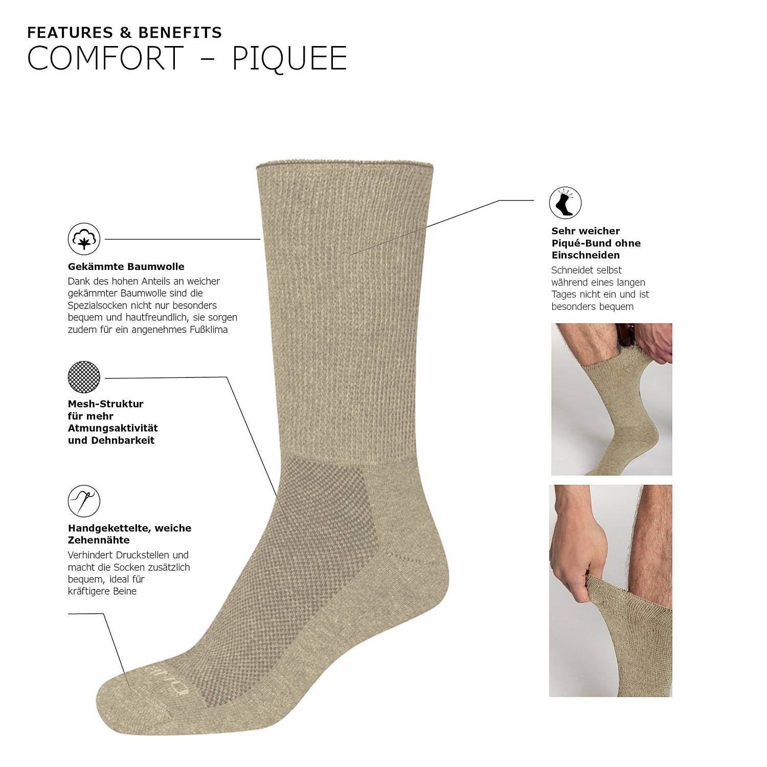 Camano Unisex-Socken 2 Paar mit Softbund