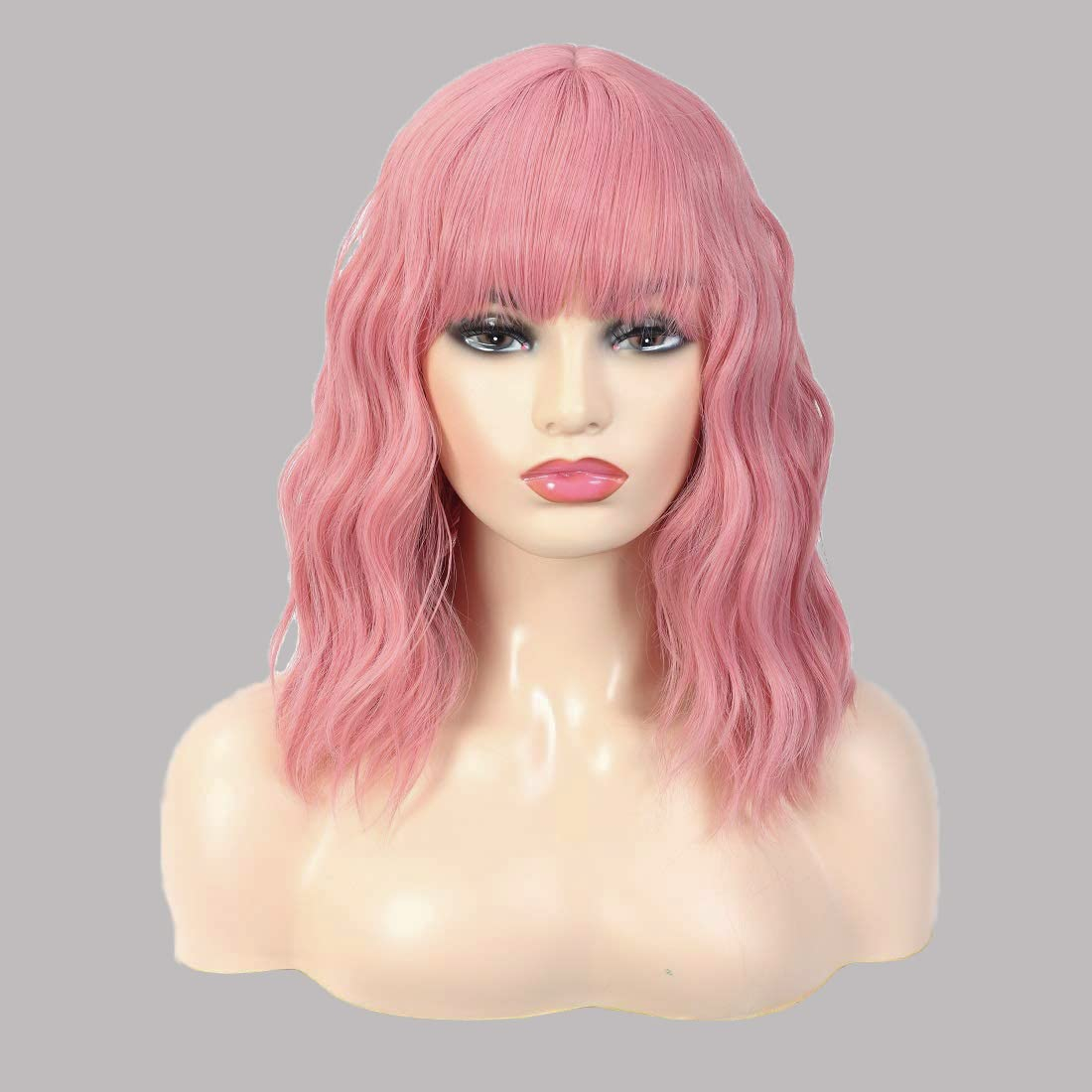 (40cm) Anime Cosplay Perücke mit Pony Fasnacht Kostüm Zubehör Motto Party / Halloween Accessoire - Rosa