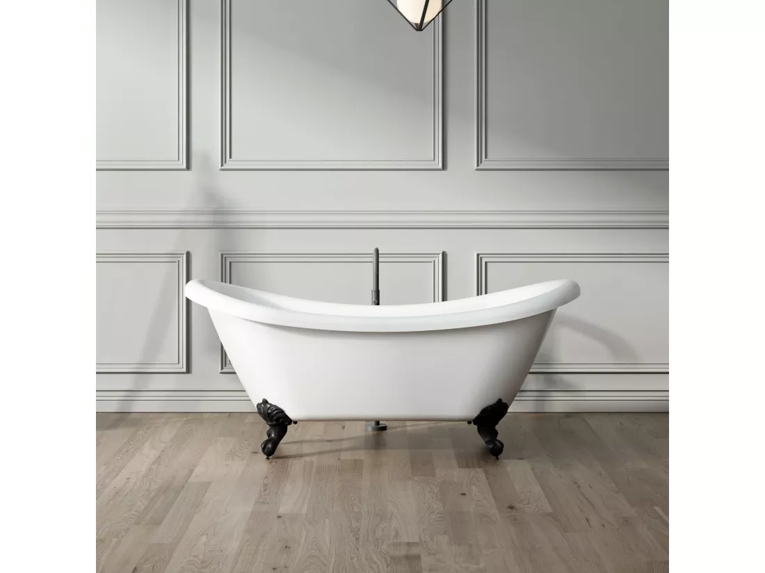 Baignoire ancienne rétro sur pieds DARLINGTON Blanche 175 cm Pieds d'Aigle Blancs