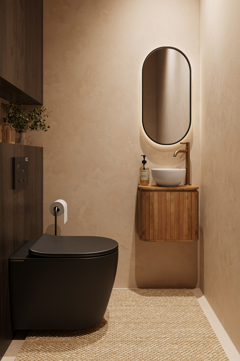 Livli Estrela toiletmeubel links 40cm ribbelfront met witte waskom