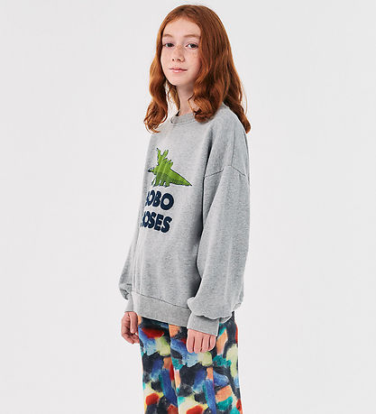 Bobo Choses Sweatshirt - Talking Crocodile - Light Heather Grey
