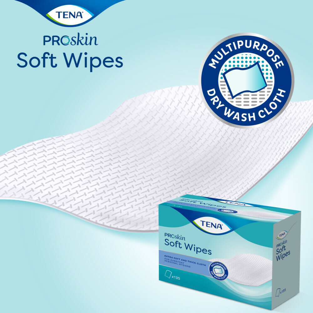 4x TENA Proskin Soft Wipes 30 x 32 cm135 stuks