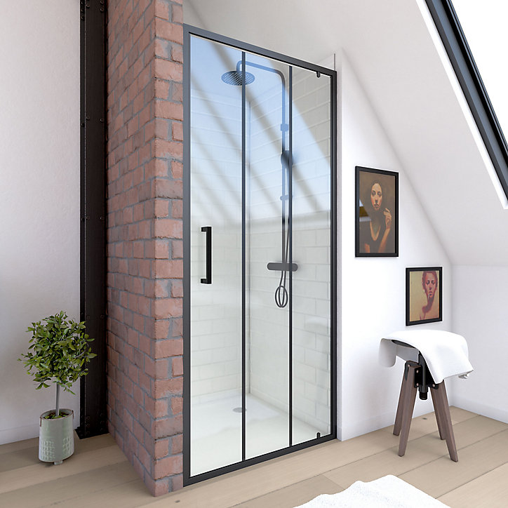 Porte de douche pivotante noir Galedo FactorX 90cm