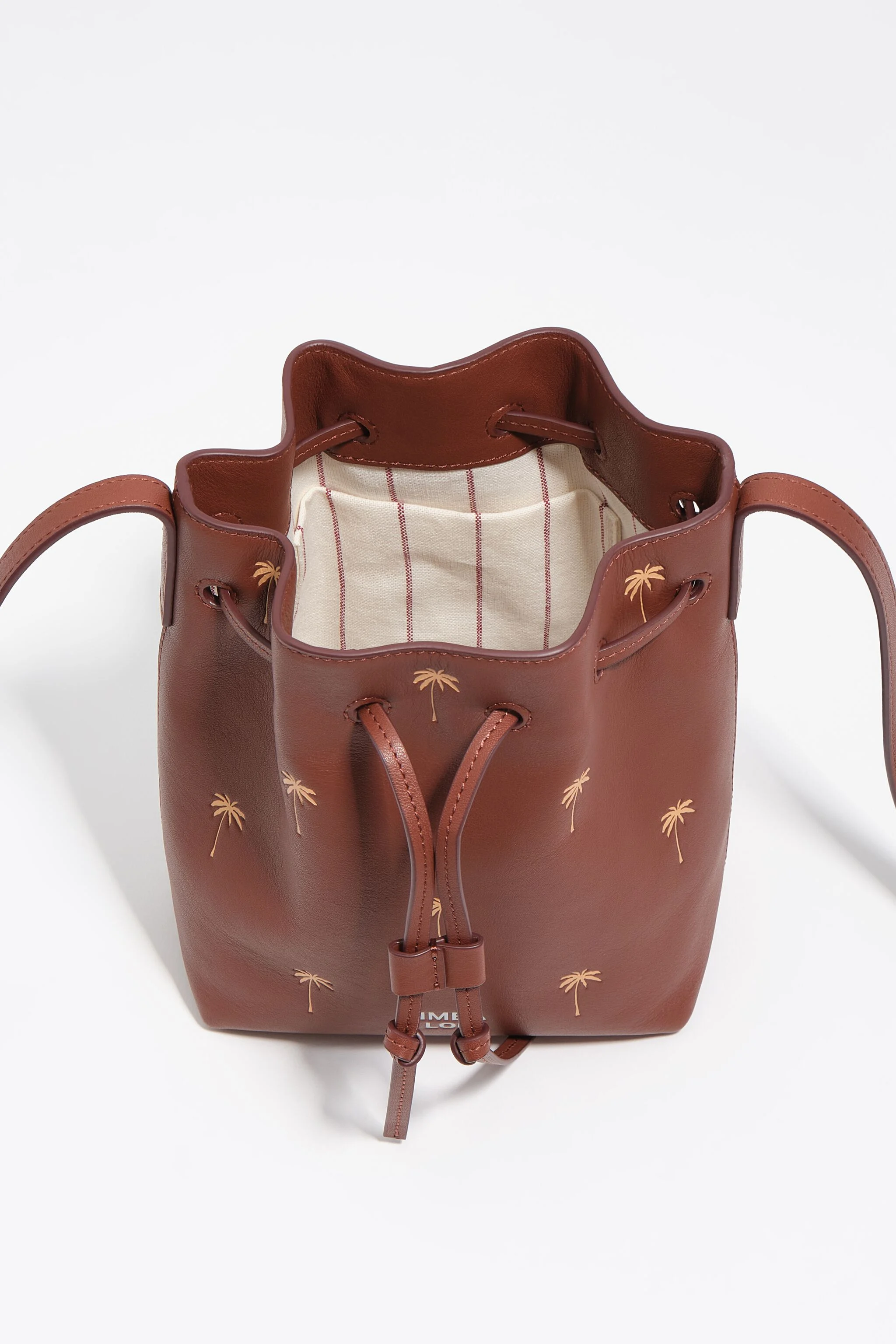 Bolsa tipo saco Carlino em couro cor nogueira da Small Palms