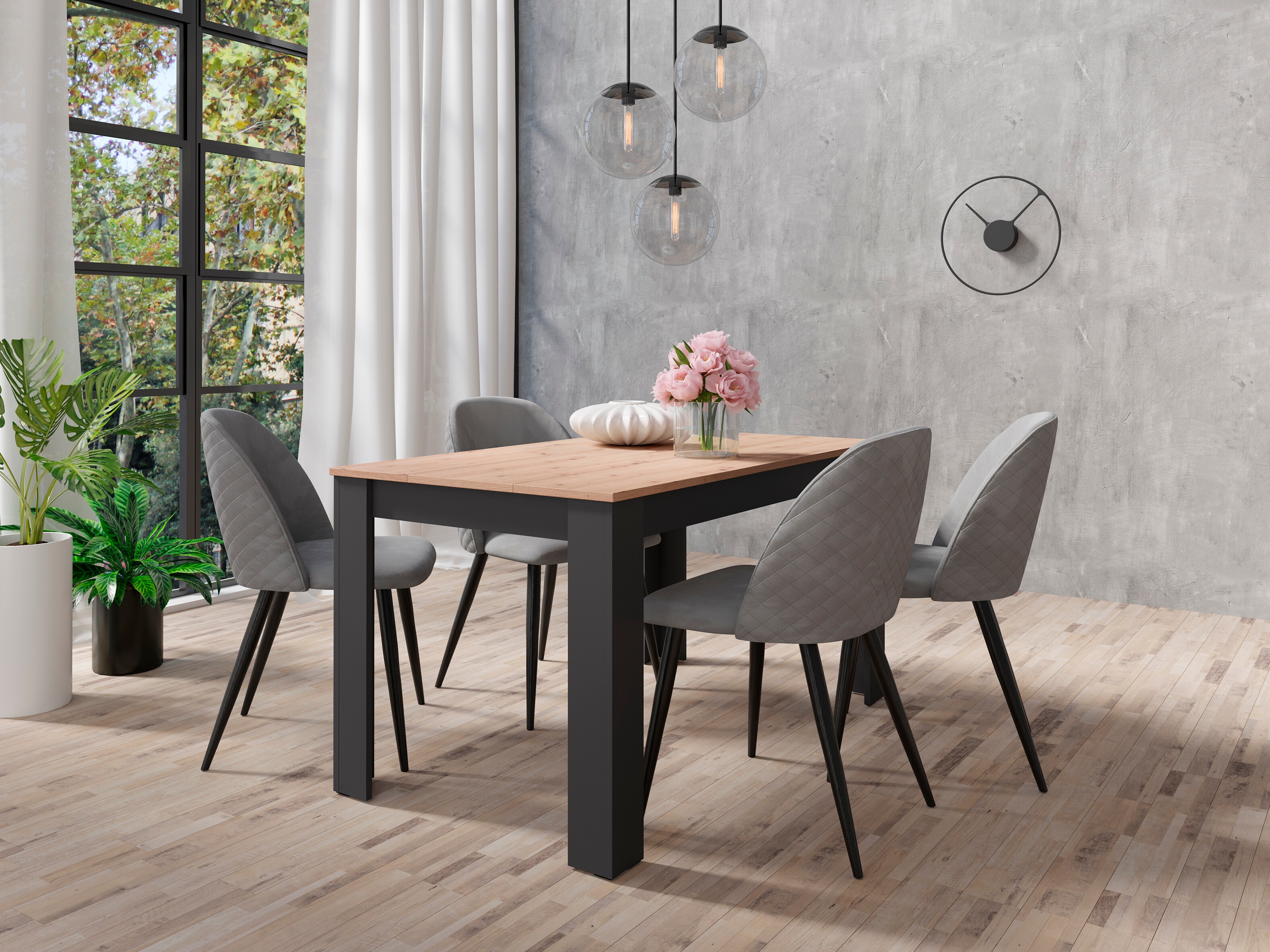 byLIVING Esstisch NORI, Breite 120 cm, anthrazit/Artisan Eiche (Eiche-Optik)