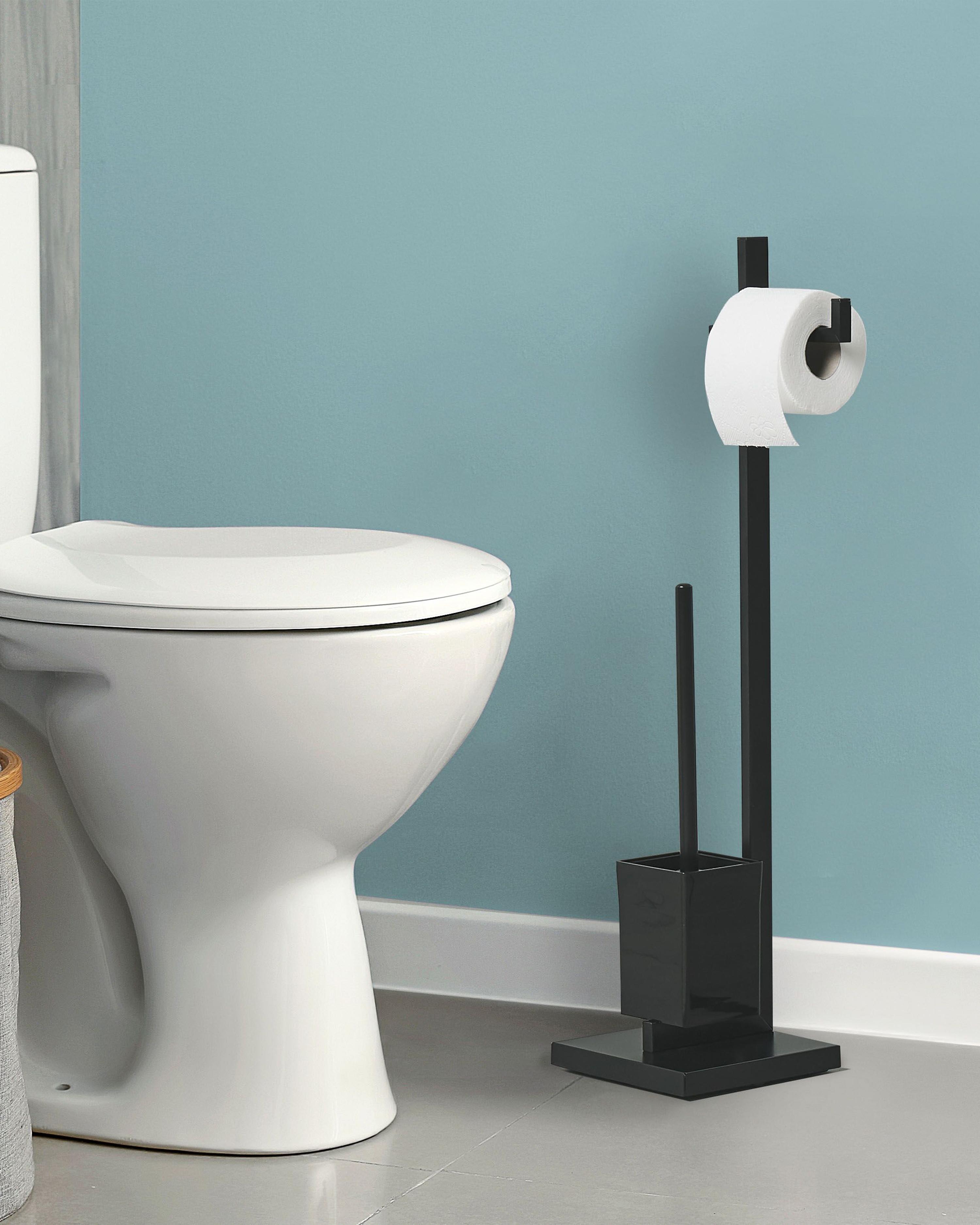Toiletrol- en toiletborstelhouder ULAPES Metaal Zwart