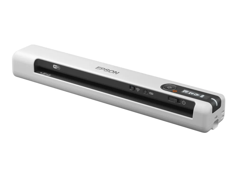 Epson WorkForce DS-80W - Dokumentscanner - Contact Image Sensor (CIS) - A4 - 600 dpi x 600 dpi - op til 15 ppm (mono) / op til 15 ppm (farve) - op til 300 scanninger pr. dag - USB 2.0, Wi-Fi(n)