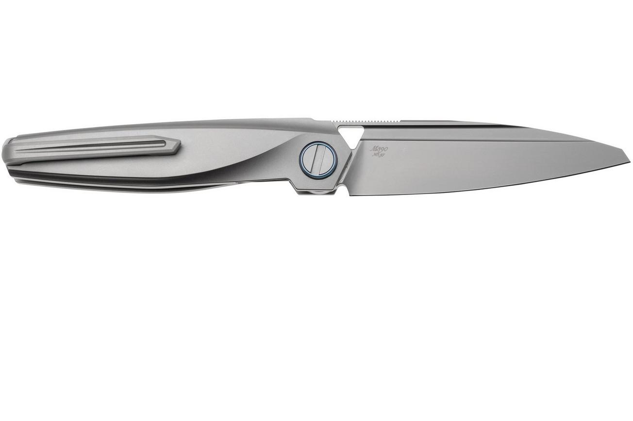 Rike Knife Baidi 13205-1 Bead Blasted Bohler M390, Titanium, Green Carbon Fiber Inlay, zakmes