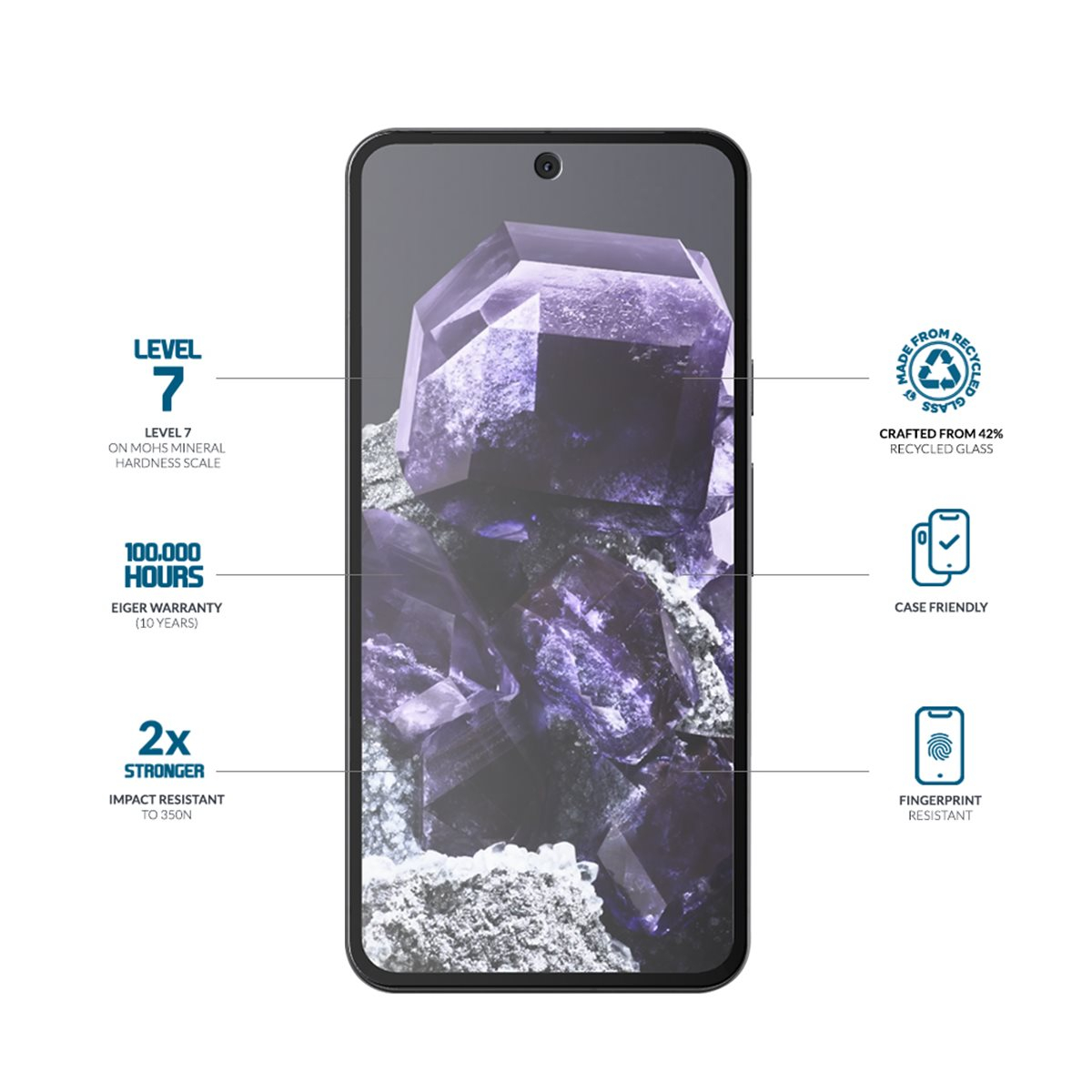 Google Pixel 8a Mountain Glass Clear Panzerglas 2.5D Displayschutz Case Friendly (EGSP00960)