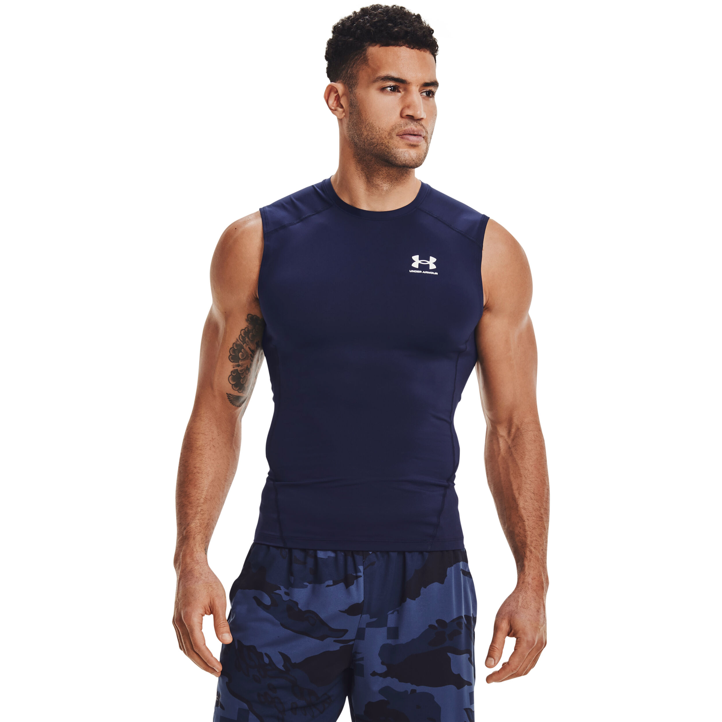 Under Armour Heatgear Comp Débardeur Tank Top Hommes - Bleu Foncé , Blanc