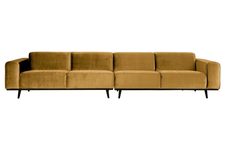 WOOOD Statement bank 4-zits 372cm,velvet honinggeel
