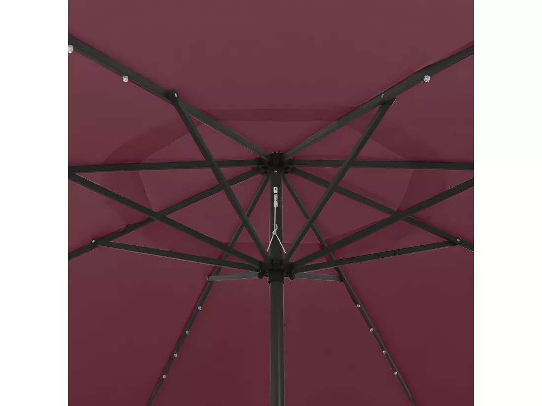 Parasol d'extérieur avec LED et mât en métal 400 cm Bordeaux
