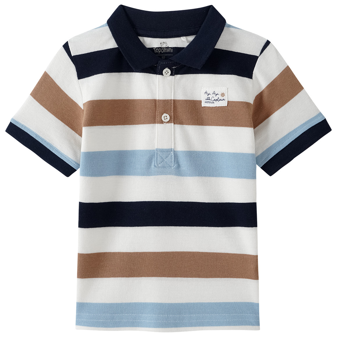Topomini Baby Poloshirt mit Streifen dunkelblau / cremeweiss / braun