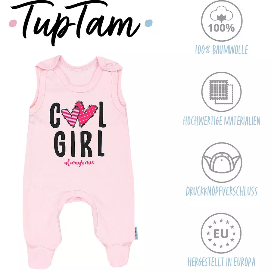 TupTam Baby Mädchen Strampler mit Aufdruck Spruch 3er Pack ecru